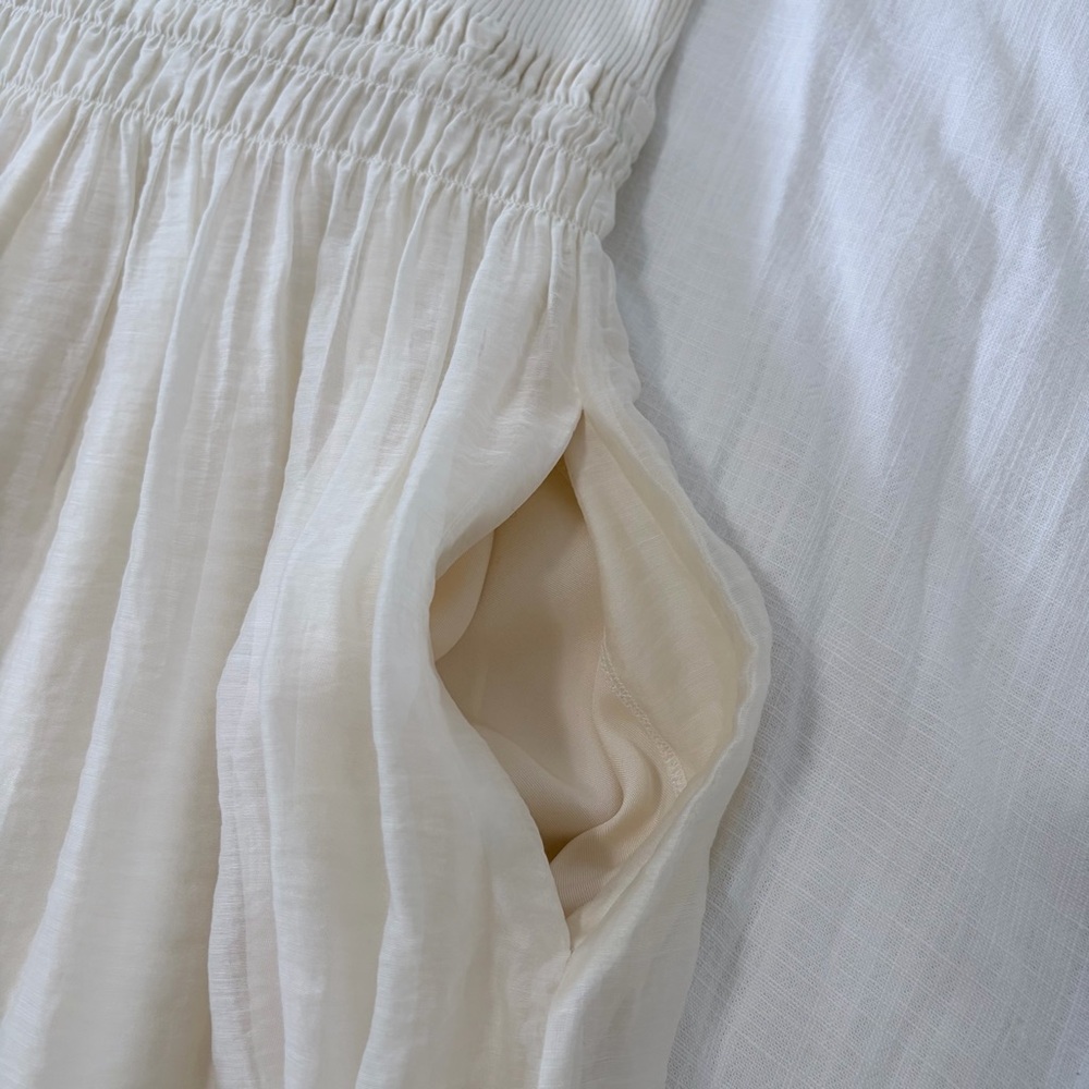 Vince Smocked Mixed Media Tencel Midi Dress - Picture 4 of 8